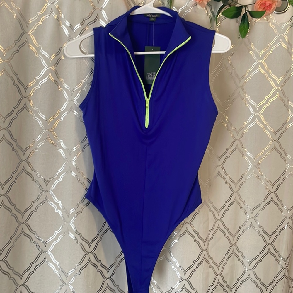 NWT! Royal blue and lime green athletic bodysuit